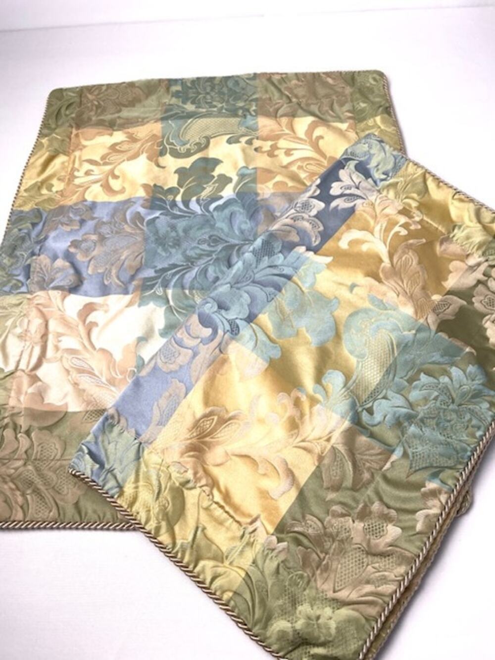 JCPenney Standard Pillow Sham Pair 21x27 Jacquard Hollywood Regency Blue Green